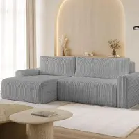 Dekori.Interiors Canapé d'angle MILO LARGE avec fonction couchage et coffre de rangement, angle gauche - TILIA 90