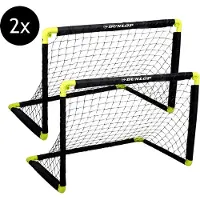 Dunlop Ensemble de 2 buts de football – But de football 90 x 59 x 61 cm – Buts de football pliables – Faciles à ranger – Objectif d'entraînement pour tous les âges – Plastique – Noir/Jaune