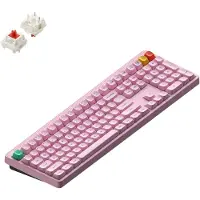 NUPHY Clavier mécanique sans fil Node 100, profil haut, ANSI US, Bluetooth, 2,4 GHz, USB-C, rose clair, Red Max
