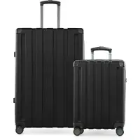 Hauptstadtkoffer Q-Damm - Set de 2 valises, grande valise XL Extension + valise cabine avion valise de bord + valise à roulettes check-in, trolleys avec doubles roulettes, TSA,Noir