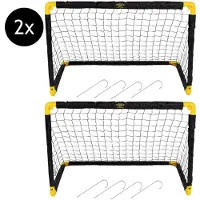 Umbro But de football – Football Goal 90 × 59 × 61 cm – Lot de 2 buts – But de football pliable – Facile à ranger – But d'entraînement pour enfants et adultes – Plastique – Noir/Jaune