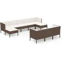 Syfax Salon de jardin 10 pcs avec coussins Résine tressée Marron