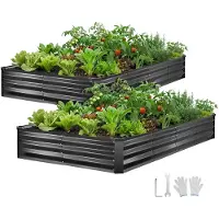 Vevor Potager Surélevé Métal 240x120x30 cm Carré Potager Surélevé Lot de 2 Lit de Jardin Rectangulaire pour Culture Légumes et Fleurs