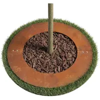 Relaxdays - Anneau d'arbre, acier patiné, bordure de gazon pour tronc d'arbre, arbres et arbustes, Ø 80 cm, anneau de plantation pour jardin, acier Corten, marron