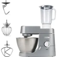 Kenwood Robot Pâtissier Chef KVC3110S, 1000 W, Kit Pâtissier et Blender Inclus, Gris Argenté, Bol Acier Inoxydable