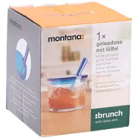 Montana Basic Pot à Confiture 10 cm + Cuillère Bleu/Verre