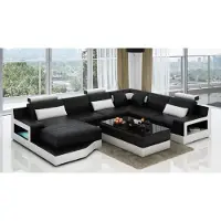 AEA Eckcouch Eckgarnitur Ecksofa Wohnlandschaft Polster Sofa U-Form Ledersofa Couch