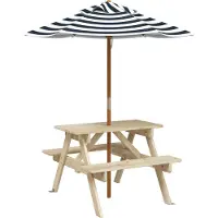 Syfax Table de pique-nique pour 4 enfants avec parasol bois de sapin