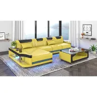 AEA Canapé D’Angle De Luxe En Cuir En Forme De L Gris Moderne