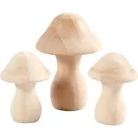 Creativ Company Champignons en bois, taille 4,5+6,5 cm, D : 3,3+4,5 cm, peuplier, 3pcs.