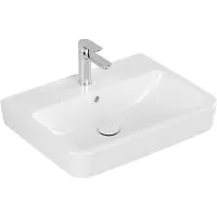 Villeroy & Boch Lavabo , O.novo, 4A4160, 600 x 460 mm, rectangulaire, vasque centrale, 1 trou pour robinet, central, percé, avec trop-plein, blanc alpin, 1 pièce.