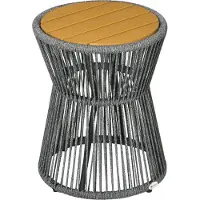 SUCCESS COURIER Table de jardin de style bistrot avec plateau aspect bois – pieds réglables en hauteur, table de balcon ou de terrasse carrée, gris foncé et naturel