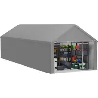 TRMLBE Carport 4x8 m Tente garage avec parois latérales amovibles Grande tente garage Tente de stockage Protection UV Résistant au vent Résistant à l'hiver Tente voiture Abri, Gris
