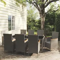 Prolenta Maison Exclusive - Ensemble de salle à manger de jardin 9 pièces avec coussins en polyrotin gris