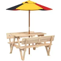 Syfax Table de pique-nique pour 4 enfants avec parasol bois de sapin