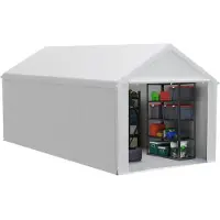 TRMLBE Carport 3x6 m Tente garage avec parois latérales amovibles Grande tente garage Tente de stockage Protection UV Résistant au vent Résistant à l'hiver Tente voiture Abri, Blanc