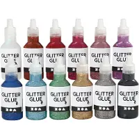 Creativ Company Glitterlijm Diverse Kleuren, 12x25ml