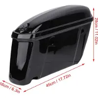 Gistuch Sacoches de moto 22 L avec serrure, plastique ABS robuste, support de rangement latéral universel pour coffre, noir brillant