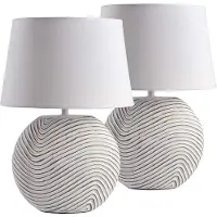 Ed Brubaker lot de 2 lampes de table ou de chevet Blanc Pieds en céramique en finition mate bicolore - 38 cm de hauteur