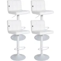 BellaFurn set de 4 tabourets de bar - béquilles - réglables en hauteur pour un confort ultime | Couleur : blanc | Base du matériau : métal blanc mat