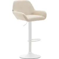 BellaFurn Tabouret de bar en similicuir - tabouret - assise pivotante à 360°, hauteur réglable | Couleur : crème | Couleur de base : blanc