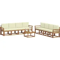 vidaXL Ensemble de salon de jardin 9 pièces, couleurs naturelles et crème