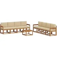 vidaXL Ensemble de canapés d'extérieur avec coussins 9 pièces Nature et Beige