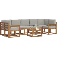 vidaXL Ensemble de canapés d'extérieur avec coussins 8 pièces Naturel et gris clair