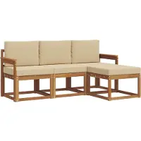vidaXL Ensemble de canapés d'extérieur avec coussins 4 pièces Nature et Beige