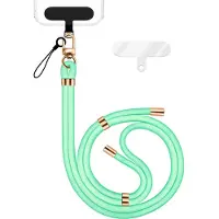 Nalia HoldMe Edition - Lanyard avec mousqueton noir & 2 pads - Chaîne universelle pour téléphone portable Bandoulière en nylon - Turquoise