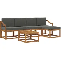 vidaXL Ensemble de canapés d'extérieur avec coussins 6 pièces Nature et Anthracite