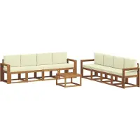 vidaXL Ensemble de salon de jardin 9 pièces, couleurs naturelles et crème