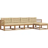 vidaXL Ensemble de canapés d'extérieur avec coussins 5 pièces Nature et Beige