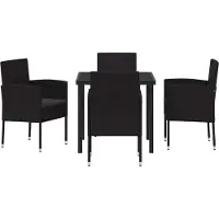 vidaXL Salon de jardin avec coussins 5 pcs noir Poly-Rattan