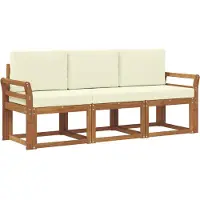 vidaXL Ensemble de salon de jardin 3 pièces, couleurs naturelles et crème