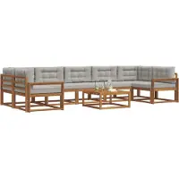 vidaXL Ensemble de canapés d'extérieur avec coussins 8 pièces Naturel et gris clair