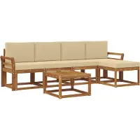 vidaXL Ensemble de canapés d'extérieur avec coussins 6 pièces Nature et Beige