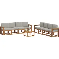 vidaXL Ensemble de canapés d'extérieur avec coussins 9 pièces Naturel et gris clair