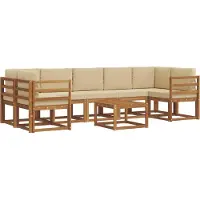 vidaXL Ensemble de canapés d'extérieur avec coussins 8 pièces Nature et Beige