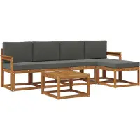 vidaXL Ensemble de canapés d'extérieur avec coussins 6 pièces Nature et Anthracite