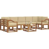 vidaXL Ensemble de canapés d'extérieur avec coussins 8 pièces Nature et Beige