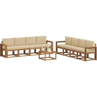 vidaXL Ensemble de canapés d'extérieur avec coussins 9 pièces Nature et Beige
