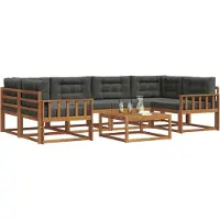 vidaXL Ensemble de canapés d'extérieur avec coussins 7 pièces Nature et Anthracite