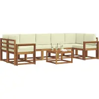 vidaXL Ensemble de salon de jardin 8 pièces, couleurs naturelles et crème