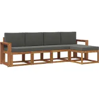 vidaXL Ensemble de canapés d'extérieur avec coussins 5 pièces Nature et Anthracite