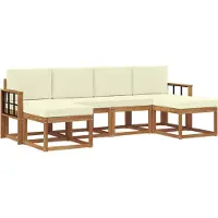 vidaXL Ensemble de canapés d'extérieur avec coussins 6 pièces Nature et Crème