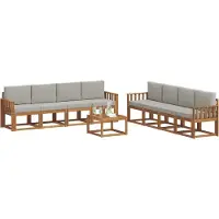 vidaXL Ensemble de canapés d'extérieur avec coussins 9 pièces Naturel et gris clair