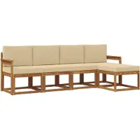 vidaXL Ensemble de canapés d'extérieur , 5 pièces, couleur naturelle et beige, en bois massif d'acacia