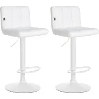BellaFurn Set de 2 tabourets de bar en similicuir - tabouret de cuisine - confort réglable | Couleur : blanc | Couleur de base : blanc