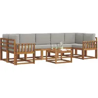 vidaXL Ensemble de canapés d'extérieur avec coussins 8 pièces Naturel et gris clair